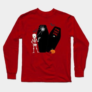 halloween skeleton coffin vector art Long Sleeve T-Shirt